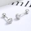 Copper zircon round bead threaded stud earrings, women's screw twist-off stud earrings, simple and fashion