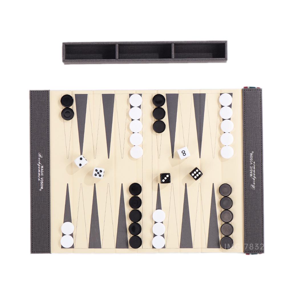 Roll-up Leather Backgammon: Portable Outdoor Travel Game Board | PU Foldable Western Chess Set