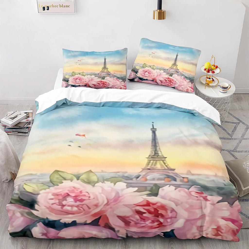 Eiffel Tower Bedding Duvet Cover Set 3d Digital Printing Bed Linen Fashion Design Comforter Cover Bedding Sets Bed Set