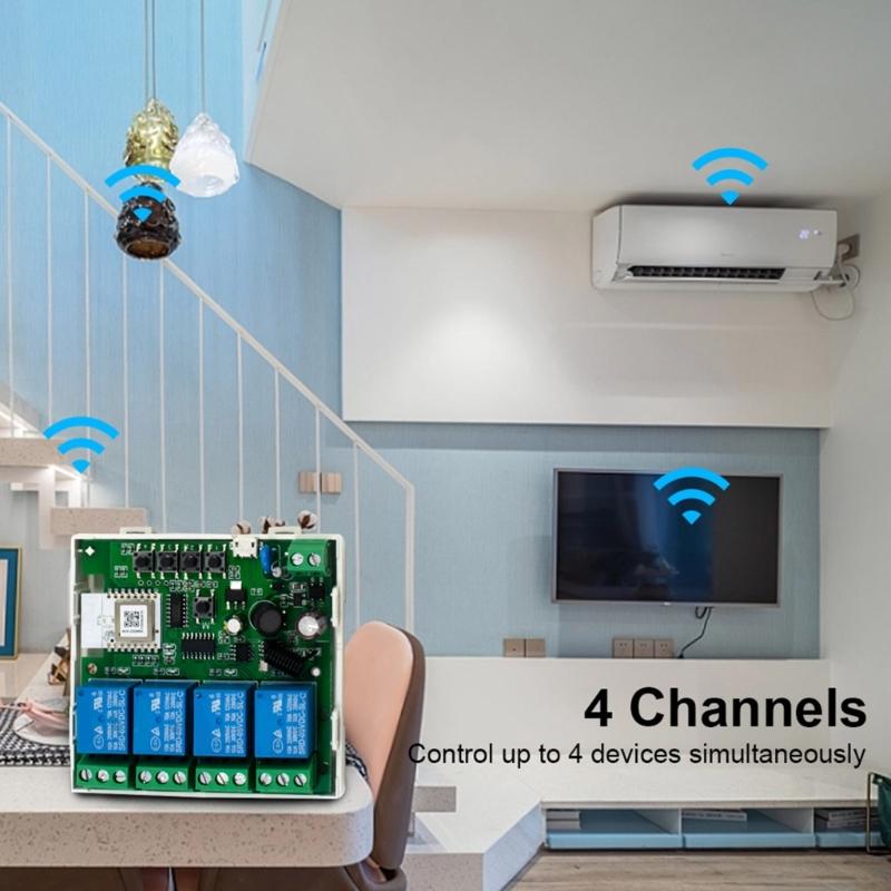 4-канальный Умный Zigbee3.0 Релейный Модуль Tuya 433 МГц Контроллер Освещения Умный Аксессуар Домашний Wifi Переключатель Панель