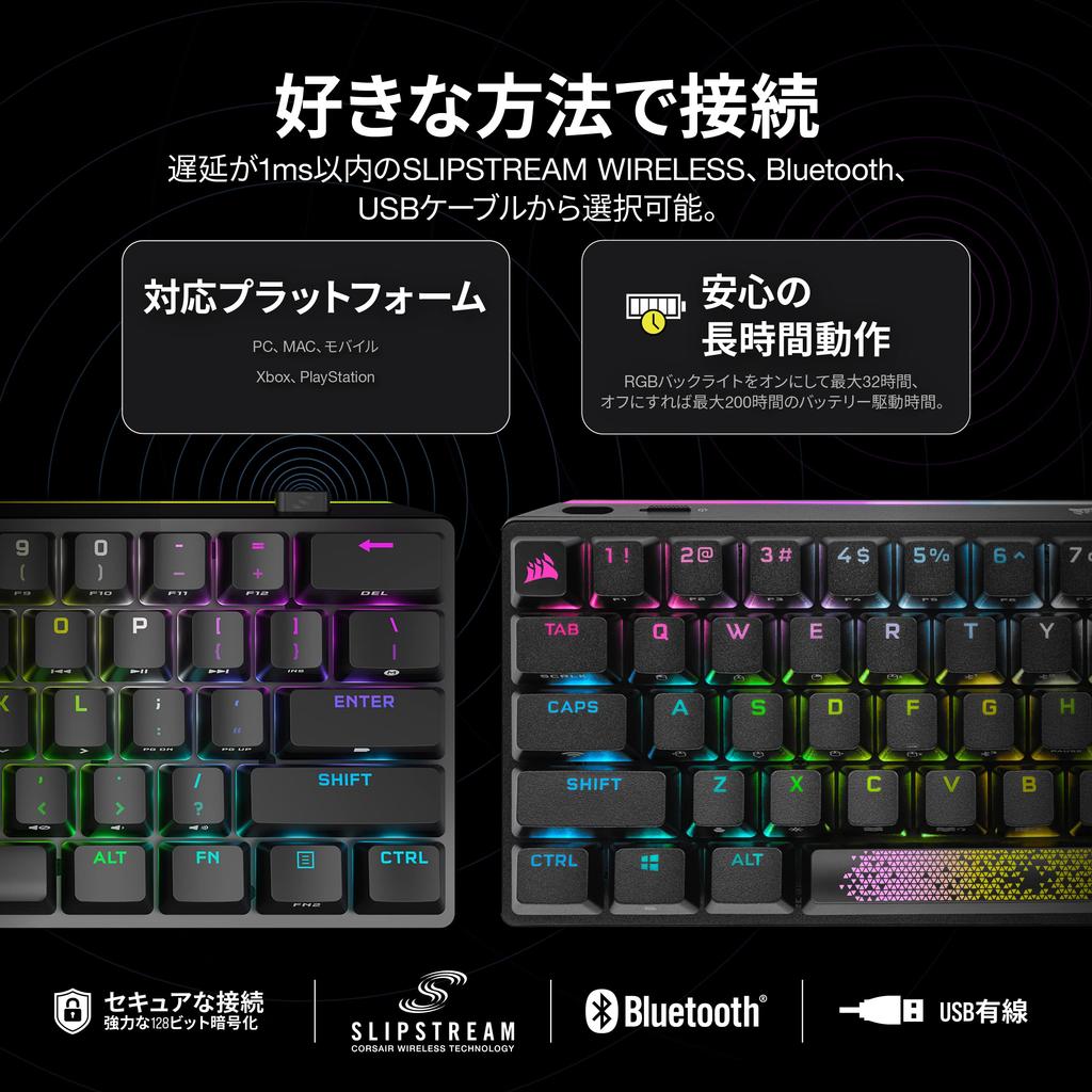 CORSAIR K70 PRO MINI RGB Wireless Gaming Keyboard Hot Swap Keyboard Black MX SPEED Axis USB-A 60% CH-9189014-JP
