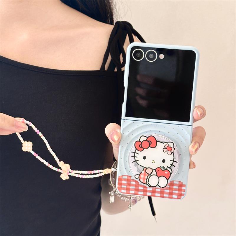 Магнитный держатель Hello Kitty Magsafe Беспроводная зарядка Мультяшный чехол для телефона Для Samsung Galaxy Z Flip 7 6 5 4 3 Чехол