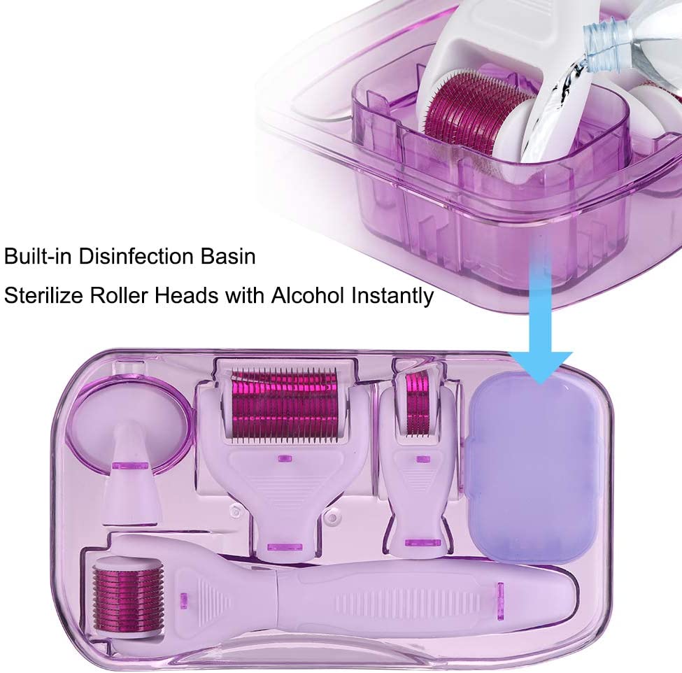Дерма-валик для лица — набор микроигольных роликов и дерма-штампов 6 в 1 для мезотерапии — улучшение текстуры кожи, улучшение пор и роста волос