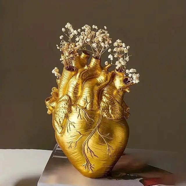 New Simulation Heart Shape Resin Vase 4 Colors Heart-shaped Arrangement Potted Plant Suitable For Home Study Office Ornament