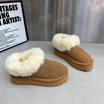 2025 осень и зима новая гусеница европейская станция интегрированные сноубутсы женские утолщенные увеличивающие рост теплые ленивые хлопковые туфли