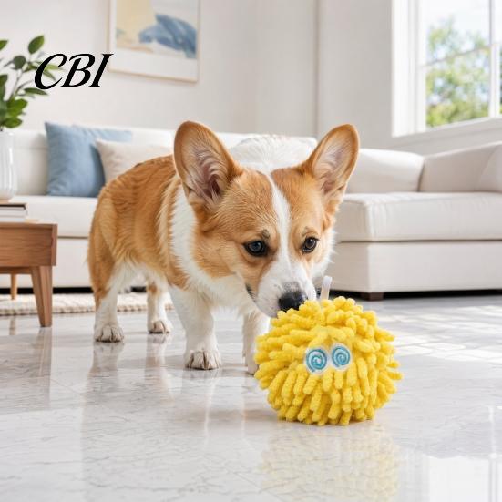 Small Dog Toys Squeaky Mop Ball Toy, Plush Chew Toy for Teeth Cleaning, Pet Dental Self-Play Boredom Relief Interactive Medium Dogs Durable