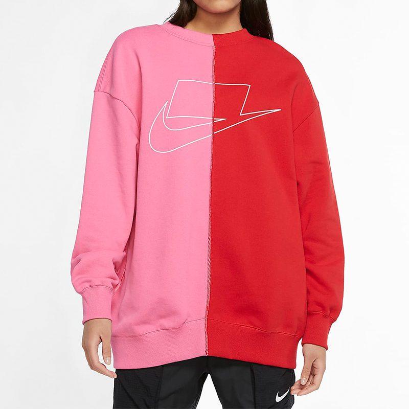 Nike Sweatshirts Women's Red Pink Crew Neck Moderate Regular CZ1431-657