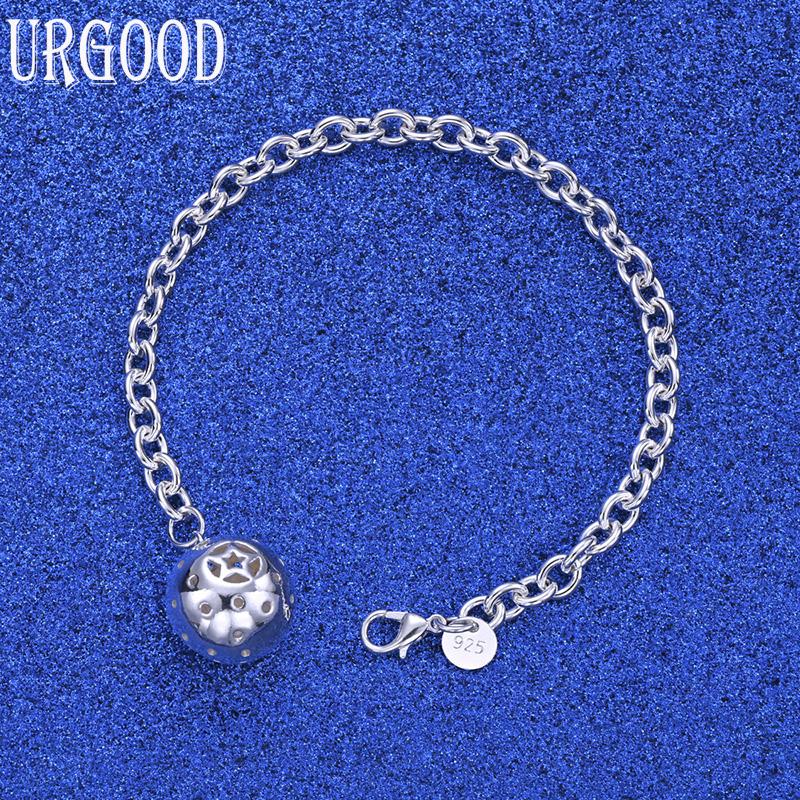 925 Sterling Silver Wedding Jewelry Circle Spherical Pendant Fashion Bracelet