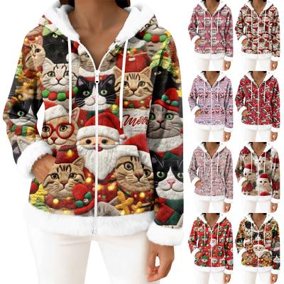 Женский повседневный модный кардиган с капюшоном на молнии из флиса с длинными рукавами