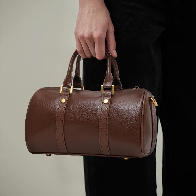 Сумка Maillard Retro Handbag Cross-border Женская сумка Легкая роскошная модная сумка Boston из коровьей кожи растительного дубления через плечо