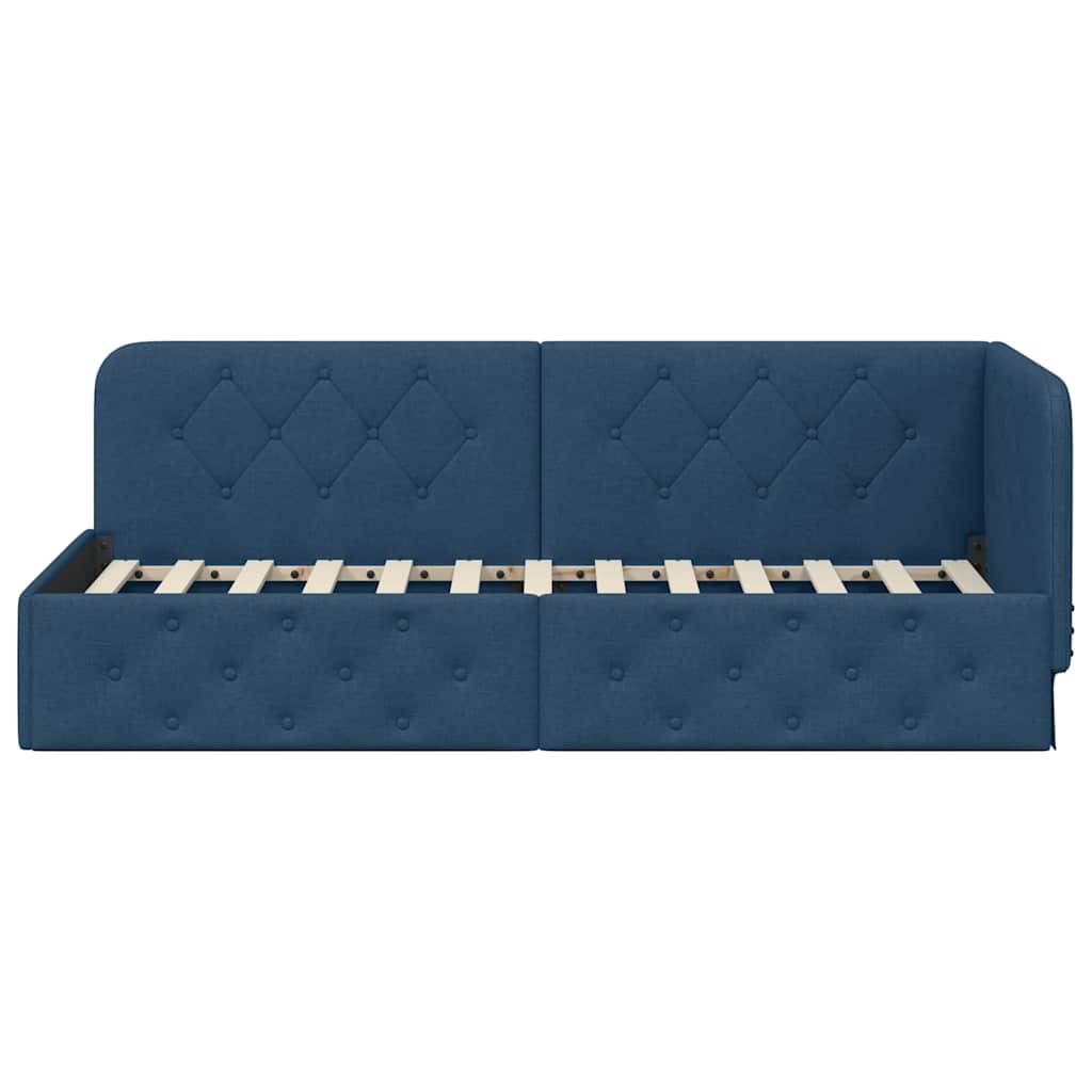 Corner Bed Frame Blue 80 x 200 cm Fabric