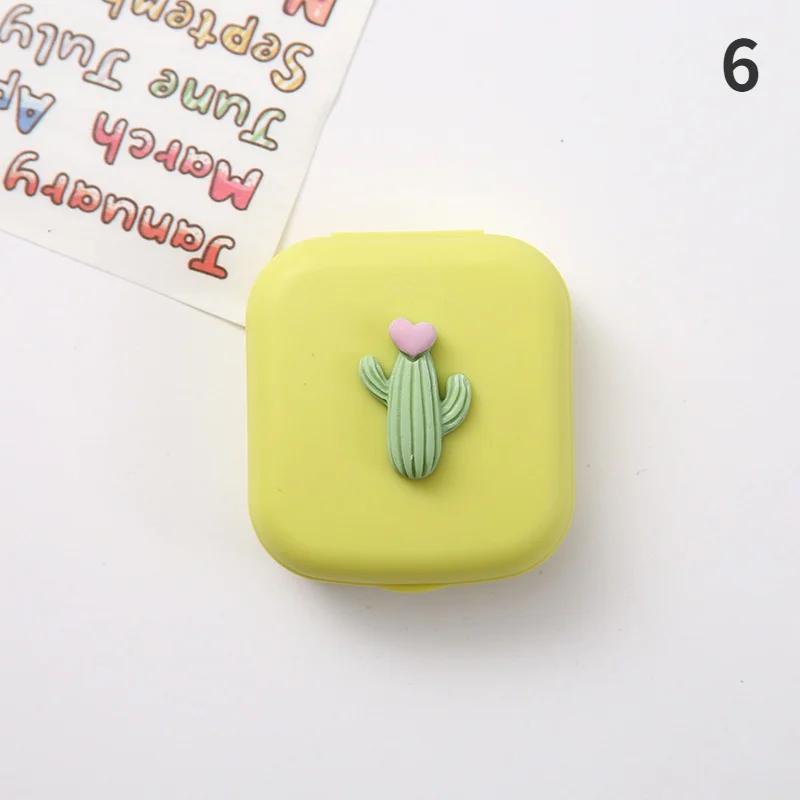 Портативная милая однотонная коробка для контактных линз с фруктами и конфетами, чехол для линз для ухода за глазами, чехол для очков, держатель, контейнер, подарок