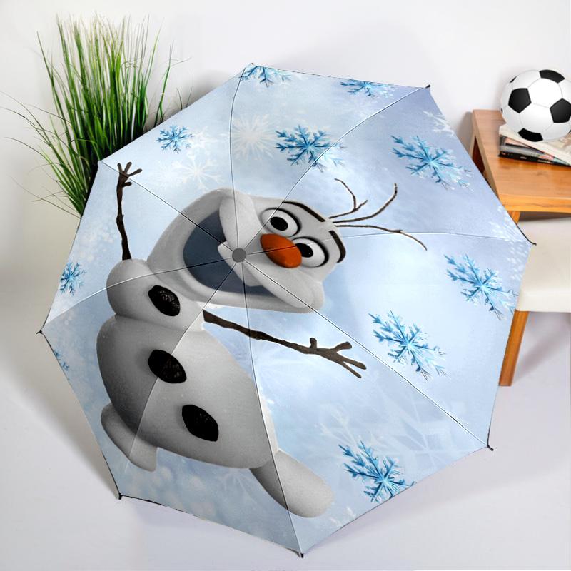 Snowman Olaf Sparkle Night Umbrella 8-Frame for Travel, Camping, Casual Lightweight Portable Umbrella, Essential for Every Family Holidays Gift