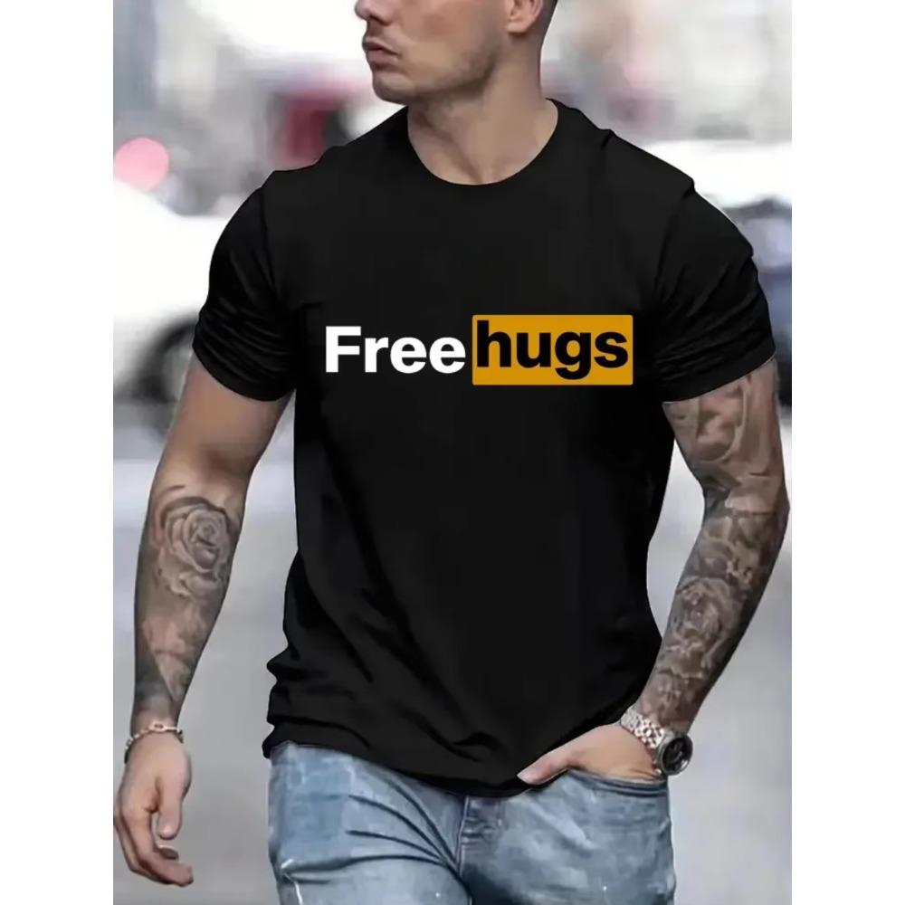 Повседневные мужские футболки Free Love Printed Летняя футболка с круглым вырезом для мужчин, одежда с коротким рукавом, футболка, забавная уличная футболка