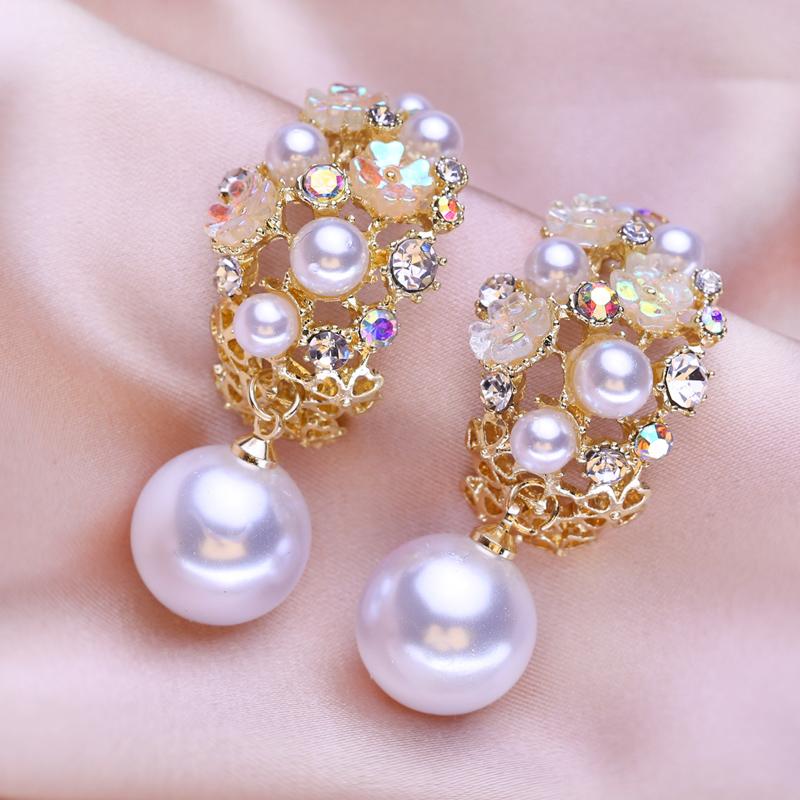 KNIKOO Big Earrings For Women Fashion Pearl Earrings Jewerly For Wedding Bride Party Earrings Gifts