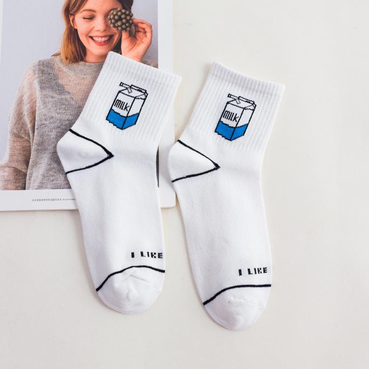 Высокое качество, милые элегантные милые хлопковые женские носки с кавайным рисунком в стиле Харадзюку, повседневные короткие носки