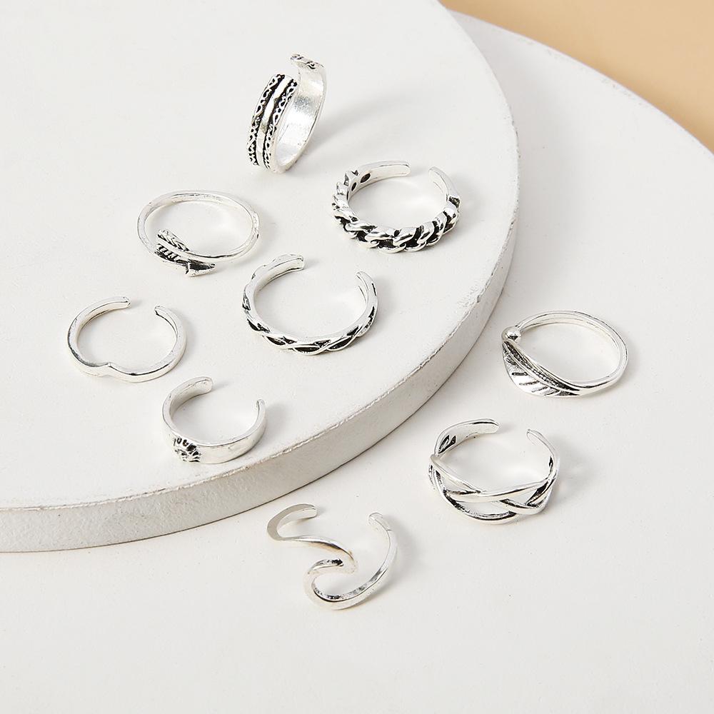 9 шт. Пляжное кольцо-сердце Летнее кольцо на фалангу Кольцо для пальца ноги Украшения для ног Набор колец для пальцев ног