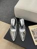 fashion Pointed Toe Women Sandals Fashion Dress Shoes Thin High Heels Back Strap Elastic Black Silver White Stiletto Pumps Sandals 39