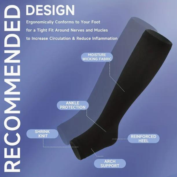 Компрессионные чулки для ухода за ногами, эластичные компрессионные носки с открытым носком для мужчин и женщин для бега, занятий спортом и велоспорта