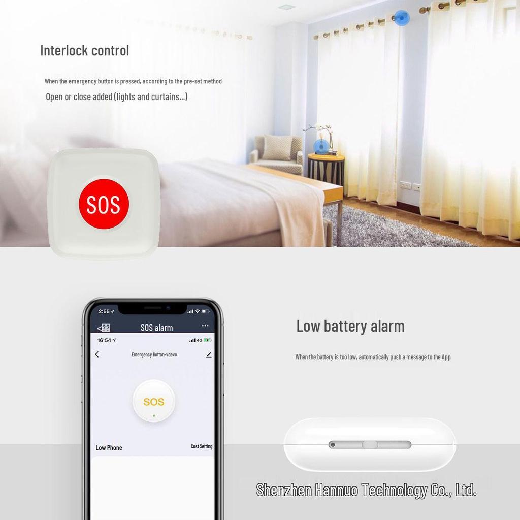 Граффити ZigBee Кнопка SOS для экстренных случаев: Беспроводная сигнализация с одной кнопкой для умного дома и ухода за пожилыми людьми