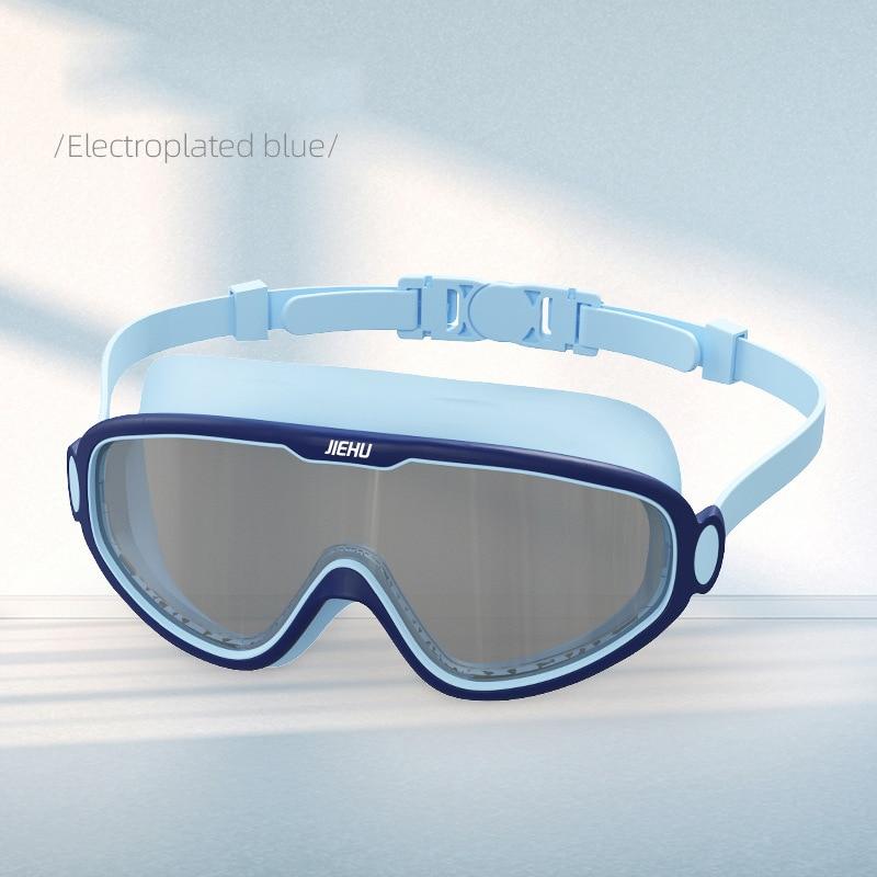 Очки для плавания с большой оправой для взрослых, водонепроницаемые противотуманные очки HD для подводного плавания, мужские и женские регулируемые очки для плавания с широким обзором