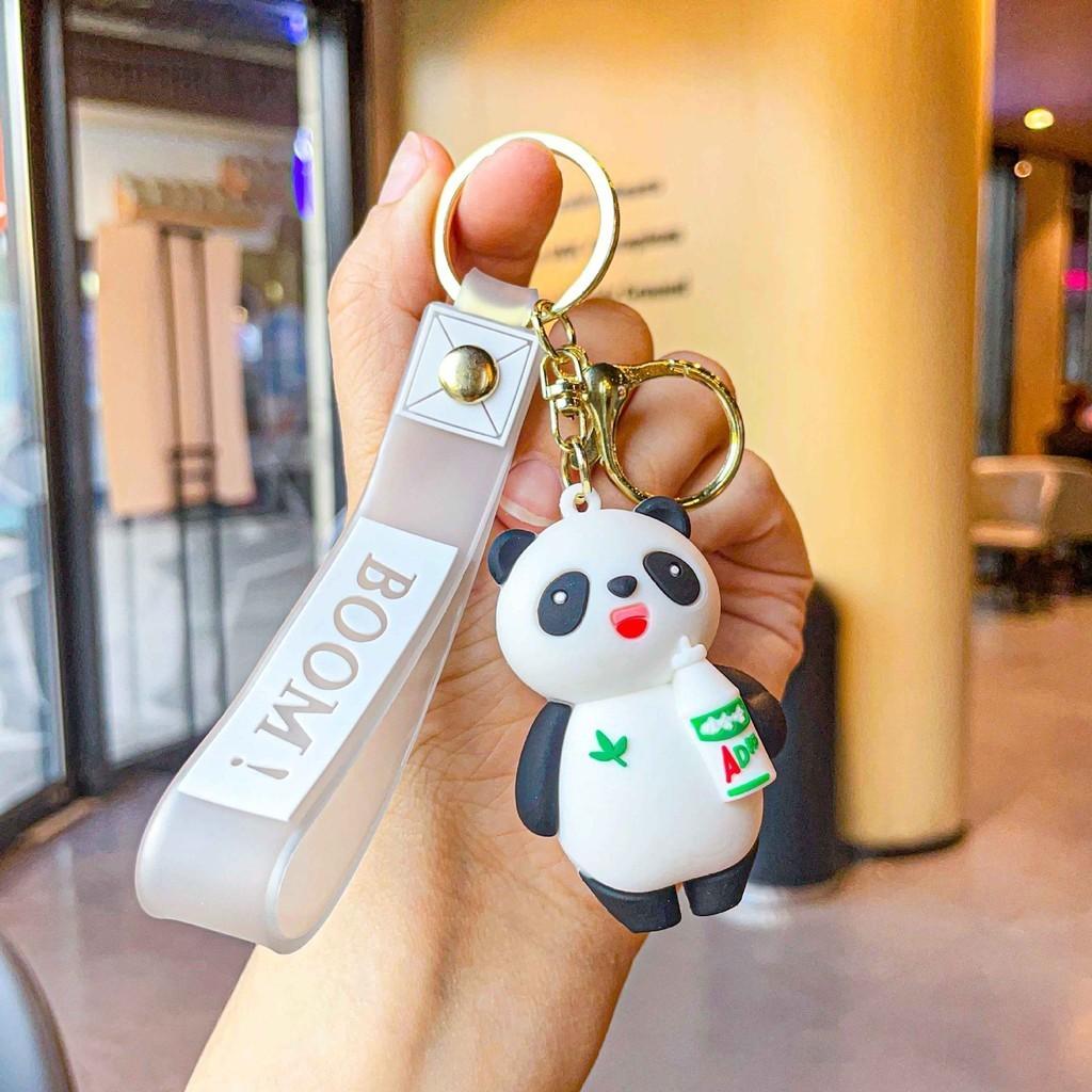 Adorable Panda Keychain Plush Doll Cute Silicone Car Key Ring Bag Charm