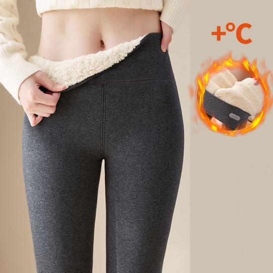Winter Leggings High Versatile Thickened Velvet Waist Slim Butt Lifting Leggings Solid Color Warm