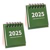 2Pcs 2025 Desk Calendar Mini Desktop Standing Flip Calendar Portable School Stationery Learning Planner Pocket Calendar