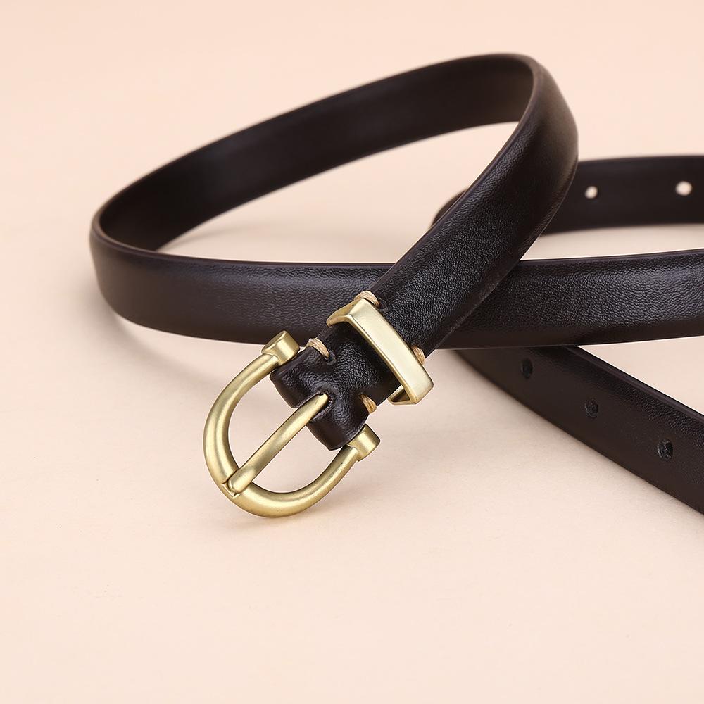 Женский ремень с пряжкой, женский простой джинсовый костюм из чистой коровьей кожи, брюки-кюлоты для женщин