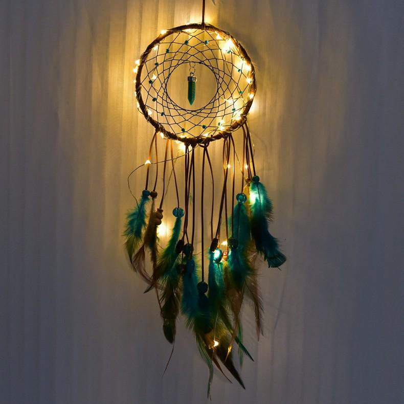 Vintage Turquoise Dream Catcher with Crescent Star Pendant for Wall or Room Decor