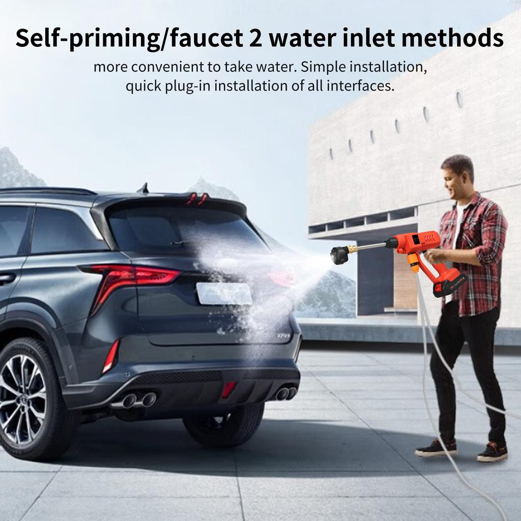 Cordless Power Washer 300W High Power Washer Machine with 6in1 Spray Rechargeable Battery for Car