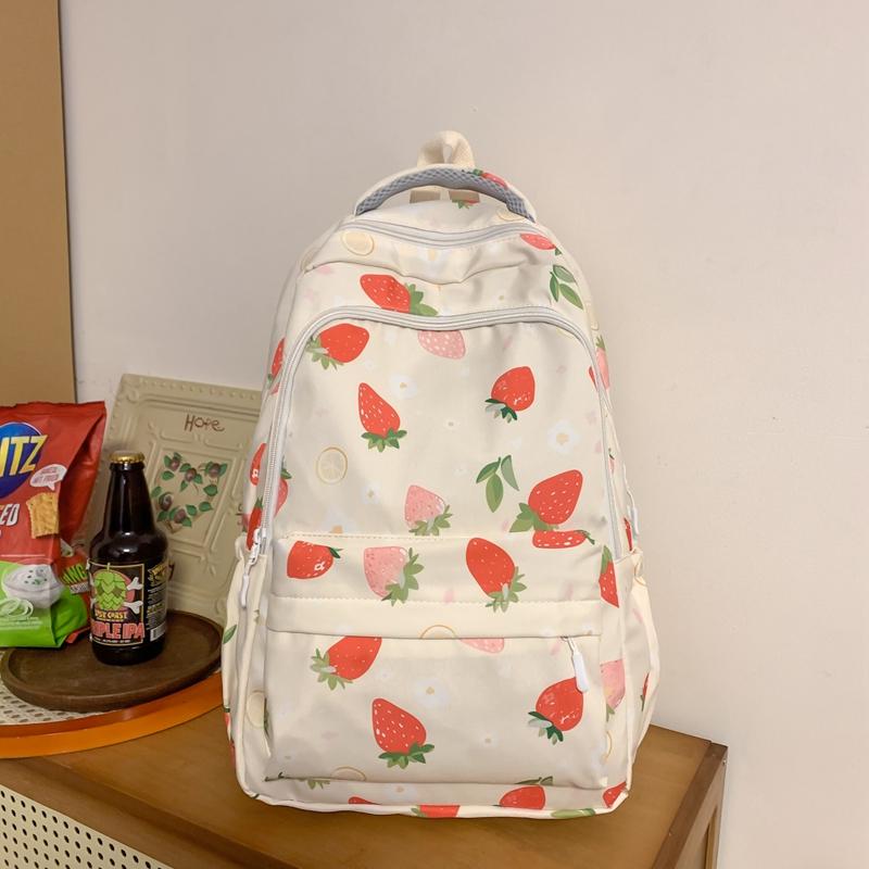 Рюкзак Студенческий школьный женский рюкзак с клубничным принтом