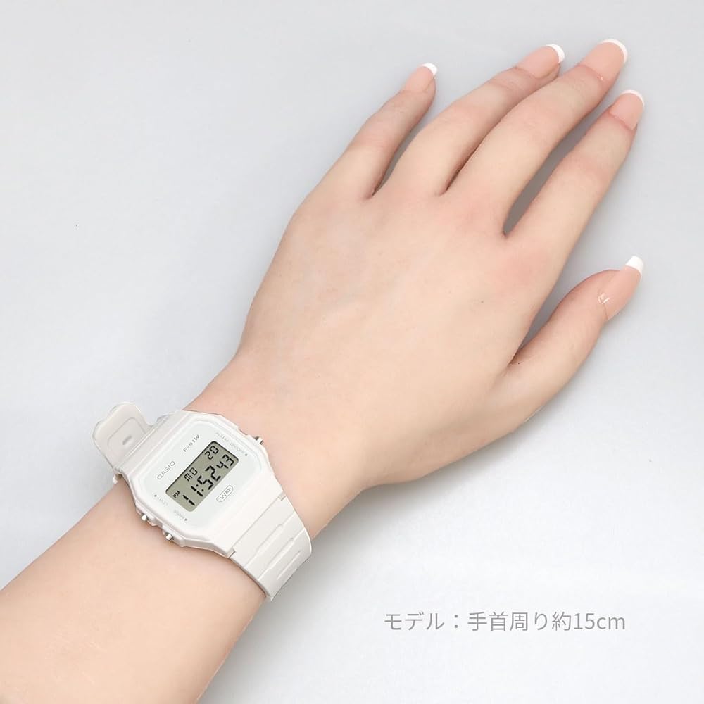 Casio F-91WB-7A Унисекс Цифровые Часы Ремешок из Биопластика Белый Простая Упаковка