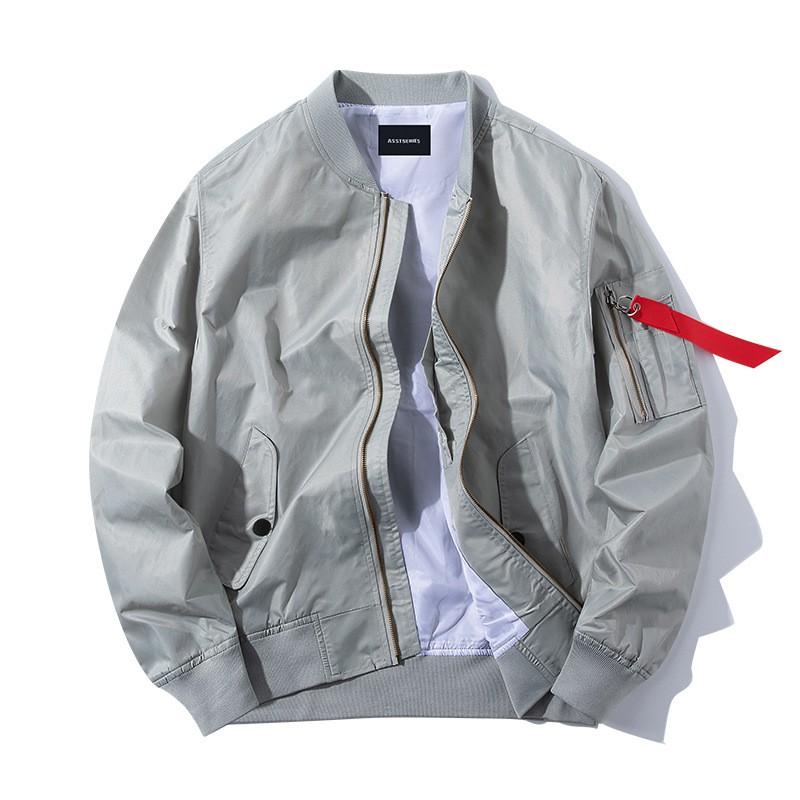 Mens Oversized Stand Collar Casual Bomber Jacket Lightweight Windproof Nylon Outerwear