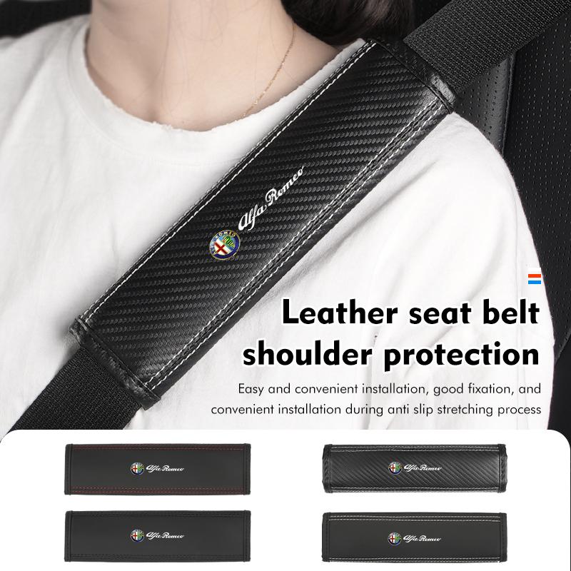 AJKRY1 Car Seat Belt Cover Shoulder Pad Protector Cover Safety Belt Padding Pad Cushion For Alfa Romeo Giulietta GT 159 147 156 Mito