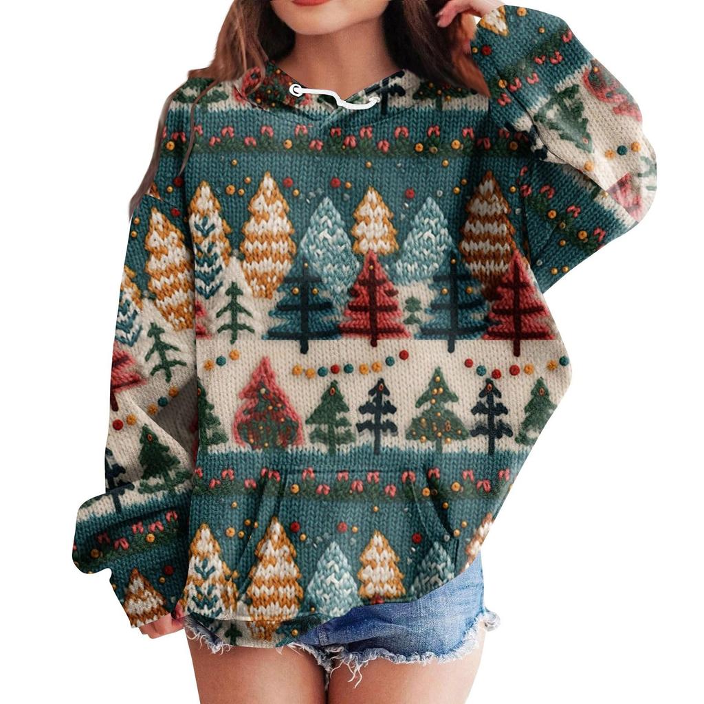 Детские толстовки с капюшоном, свободные рождественские принты, спортивная рубашка с капюшоном, модная спортивная рубашка