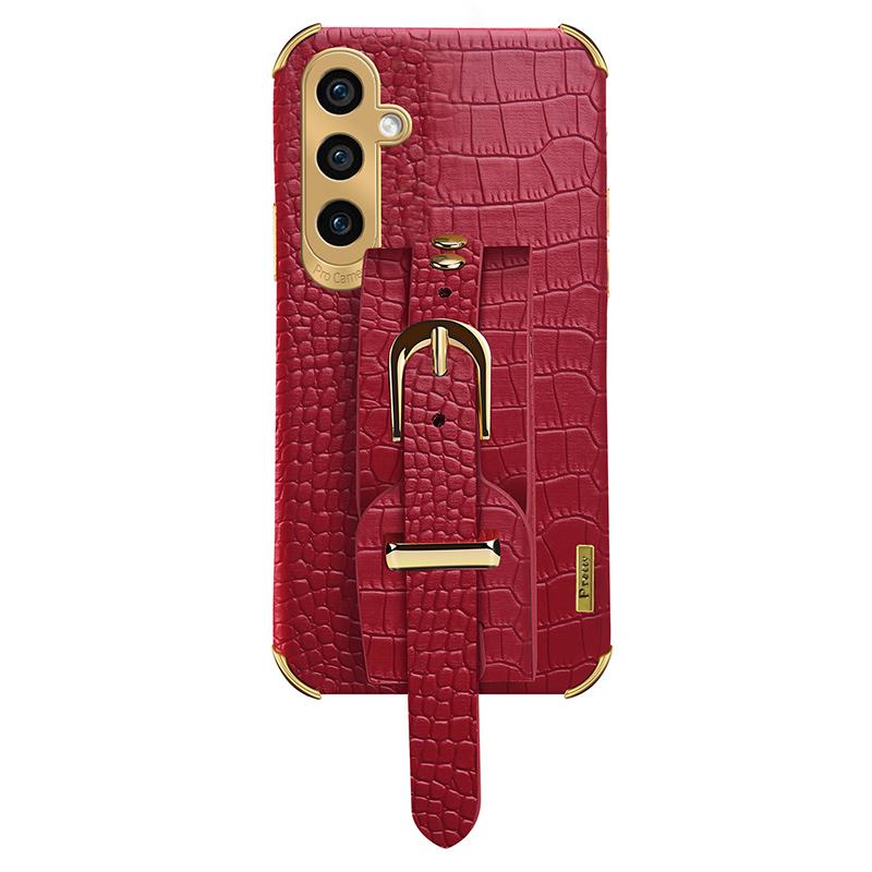 Phone Case for Samsung Galaxy A35 5G Crocodile Texture Wristband Electroplating Cover