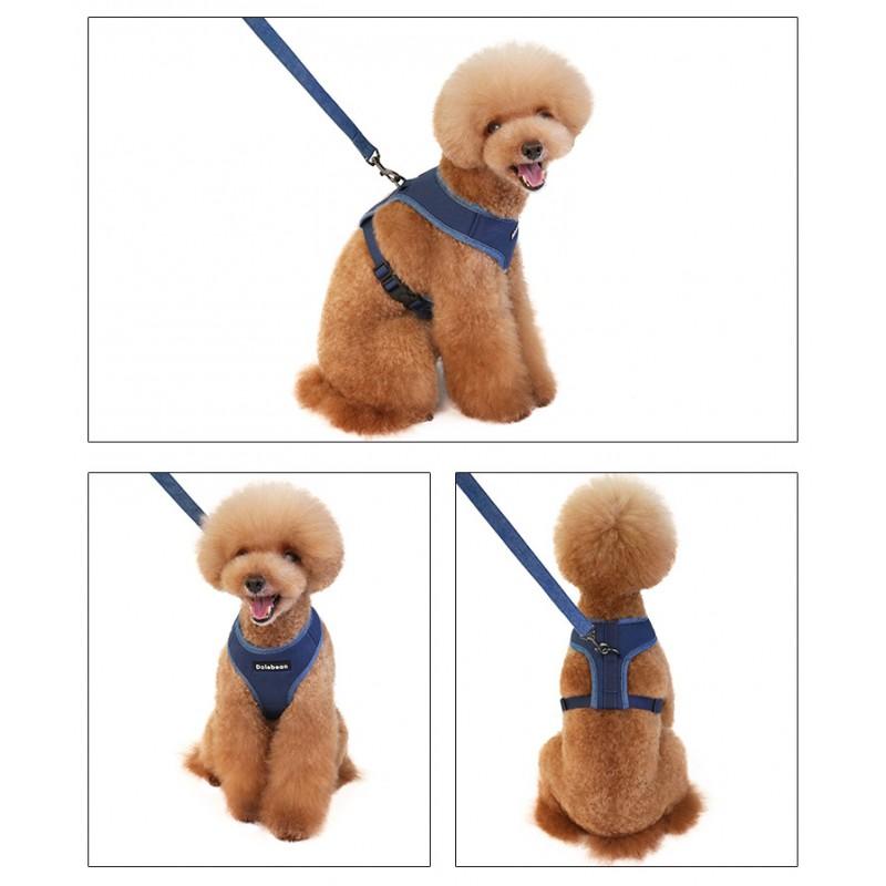 Adjustable Dog Harness Vest With Leash Attached Comfortable Cotton Pet Chest Strap Small To Large Dogs