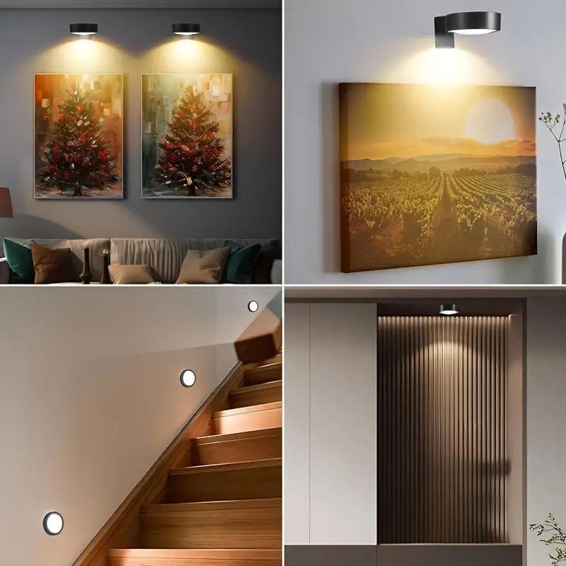 3Pcs Battery Operated Picture Light For Wall LED Painting Light With Remote Dimmable And Timer Wireless Wall Decor Puck Lights