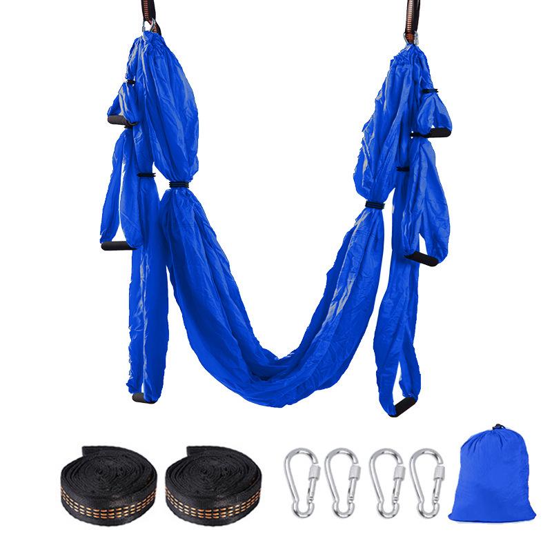 Purple Aerial Yoga Hammock Set with 6 Handles - Indoor Anti-Gravity Elastic Swing