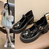 Mary Jane Shoes In the Autumn and Winter of 2024, New Round Head Thick Sole with Small Leather Shoes, Light Mouth Single Shoes, Versatile High Heels