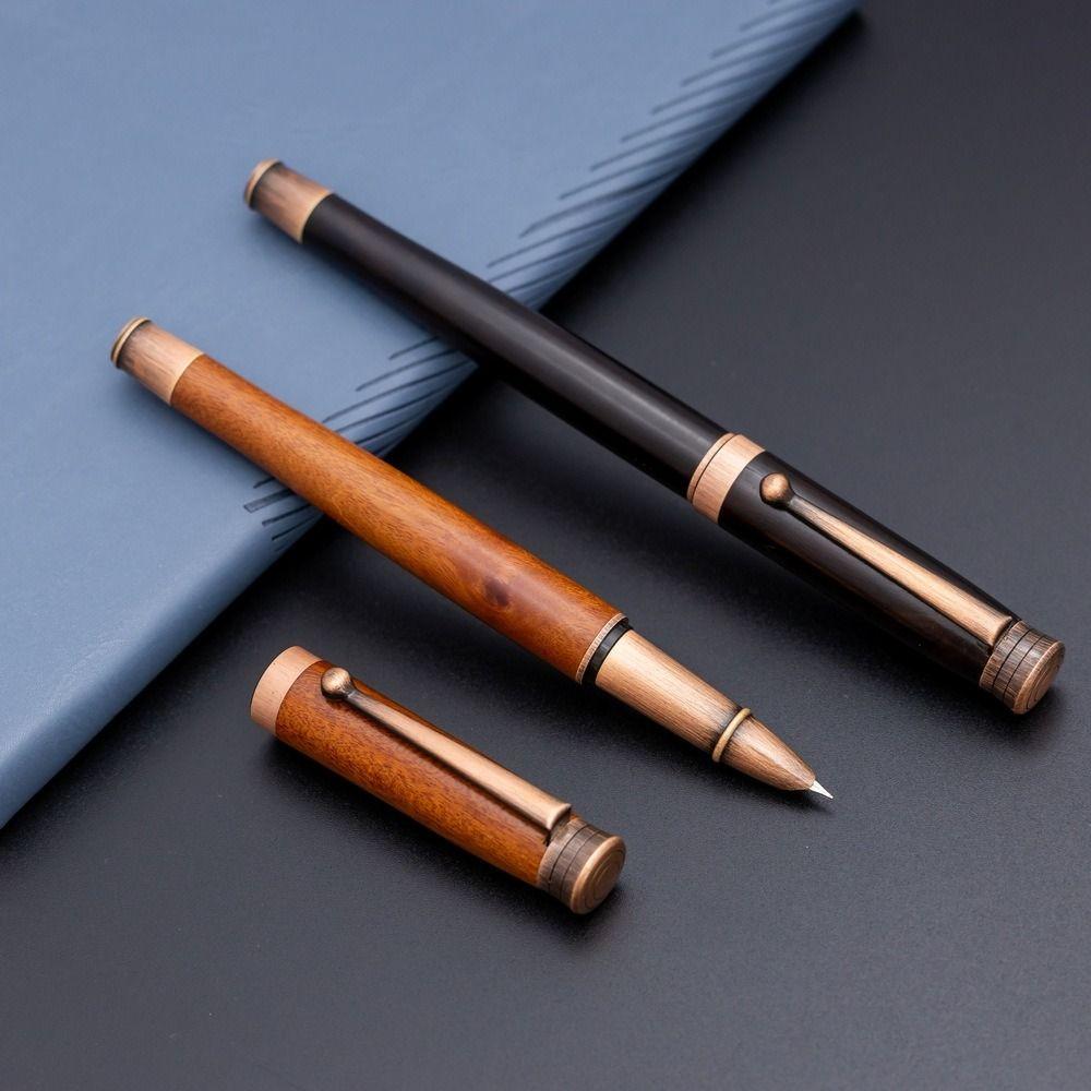 Retro Simple Writing Ink Pens Wood Handle Signature Pens Wooden Fountain Pen Stationery