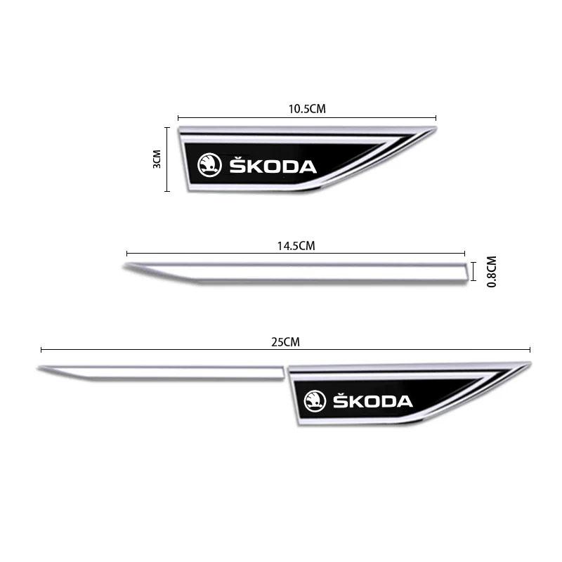 AAAAD1 2Pcs Car Stickers Badge Metal 3D Decorative Blade Style for Skoda VRS Octavia Kamiq Kodiaq Karoq RS Fabia Auto Accessories