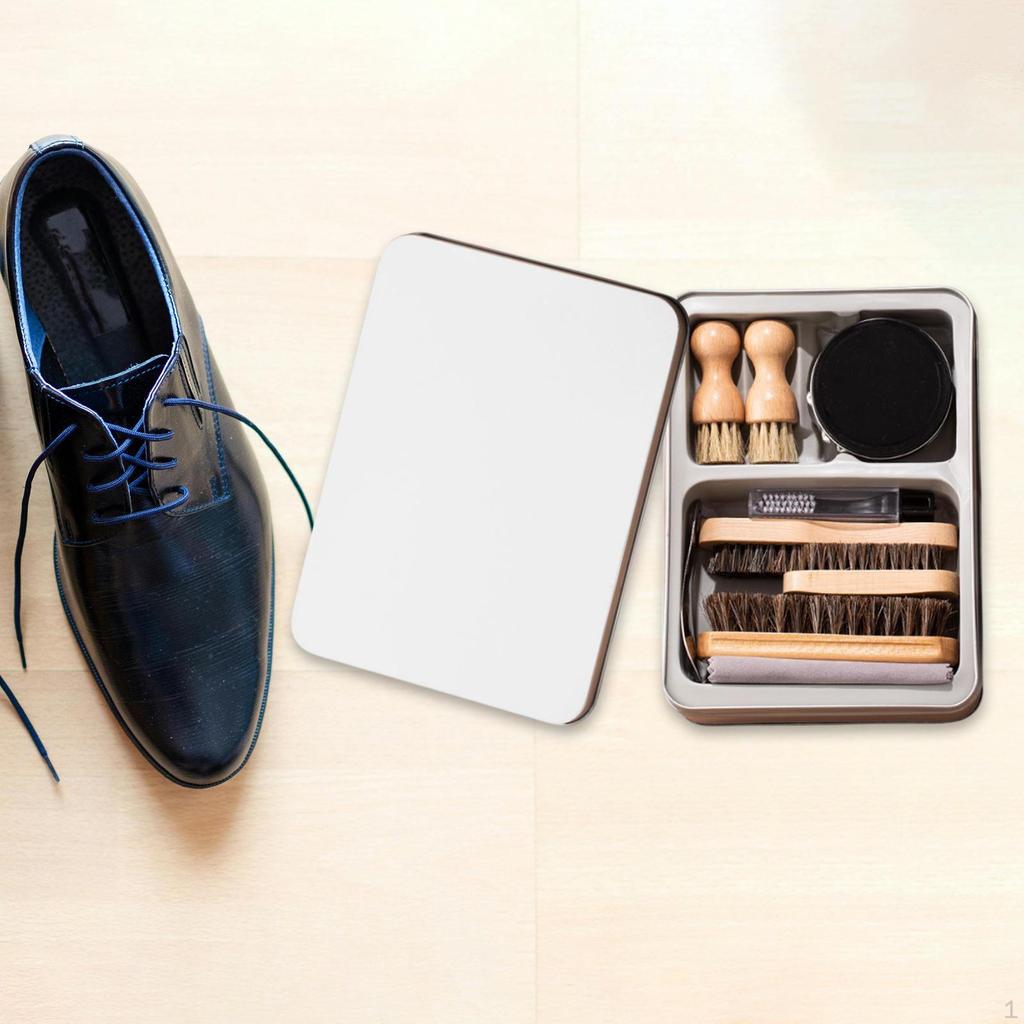 Набор для ухода и полировки кожаной обуви, чистящий металлический футляр для хранения, чистящие средства