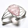 Rose Quartz Gemstone 925 Silver Plated Handmade Jewelry Cuff Bangle