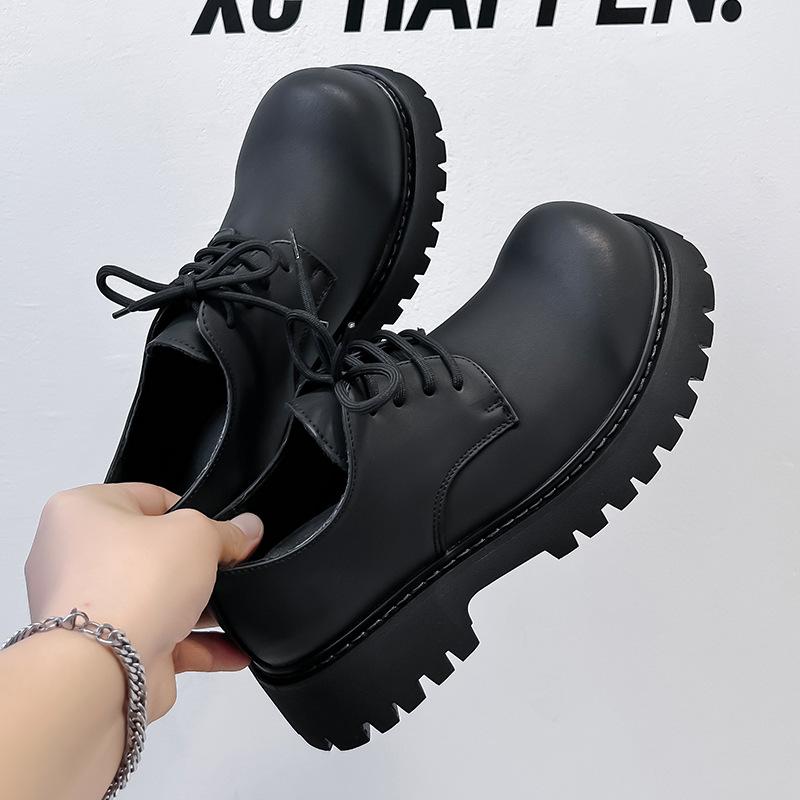 Новые осенние туфли дерби с большой головой, мужские низкие туфли Martin, толстая подошва, увеличивающая толщину, повседневные кожаные туфли для мужчин 1035-T