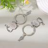 Funny Cartoon Cat Fish Keychain Couple Lovers Stainless Steel Keyring Lovely Pendant Key Chain Valentine'S Day Gift Jewelry