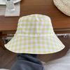Ins Fresh Plaid Двусторонние Панамы для женщин Весна и лето Открытый Повседневный Универсальный Солнцезащитный Простые мужские кепки