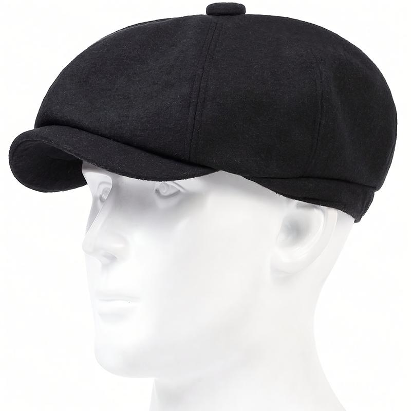 Solid Color Wool Newsboy Hat Men Peaked Cap Leisure Taxi Driver Hats Classic Beret Caps for Women