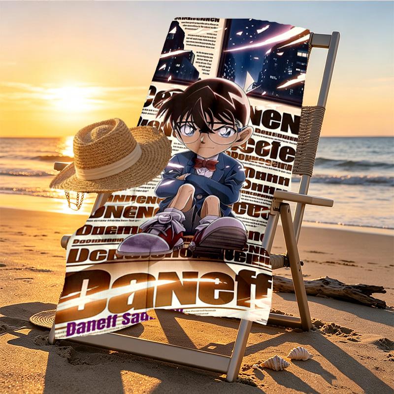 Detective Conan Print Beach Towel Design, Soft, Lightweight. for Home Bathroom, Spa, Pool, Yoga, Surfing, Camping, Gift for Family, Friend